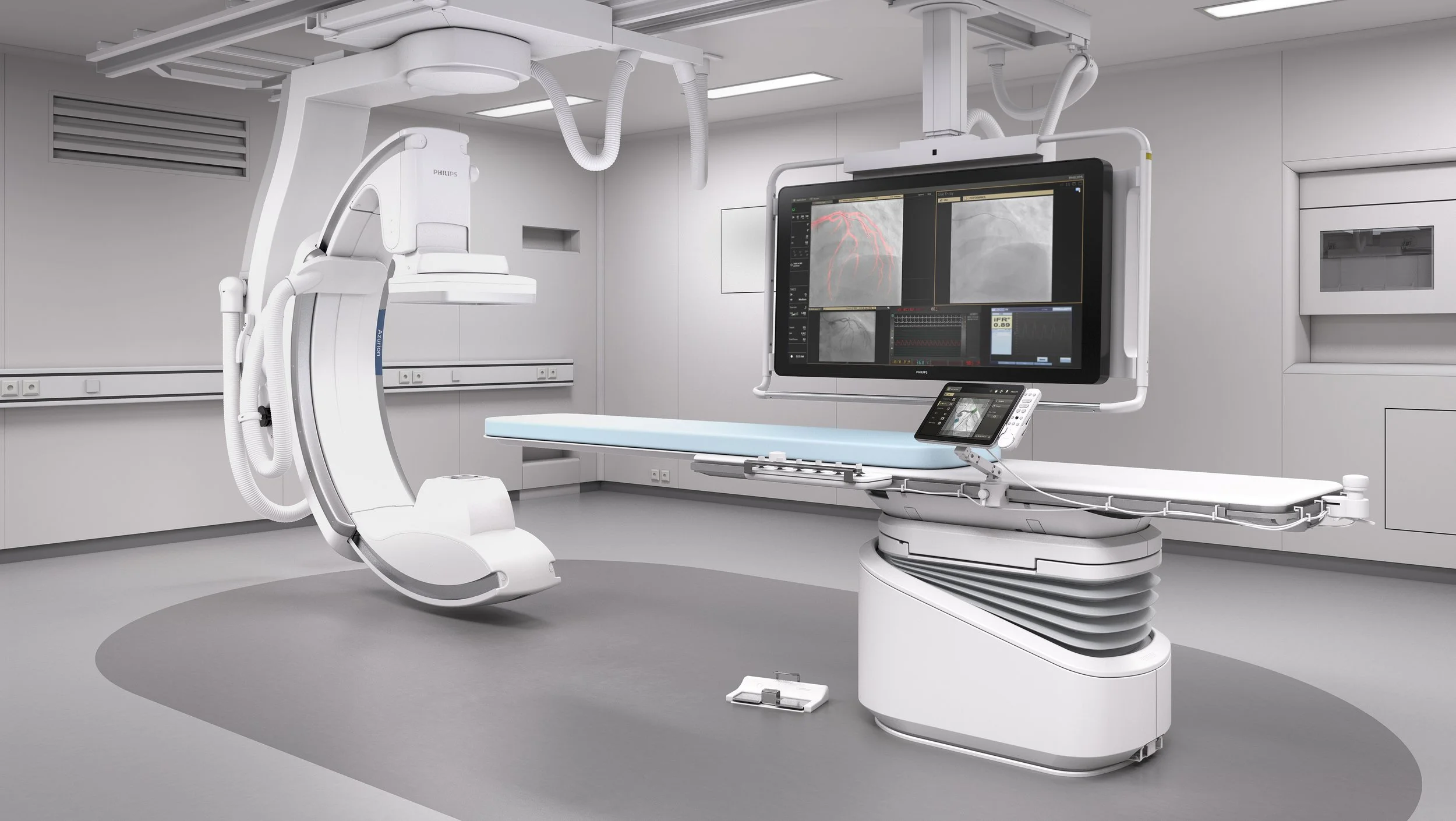 Modern cath lab with advanced imaging equipment