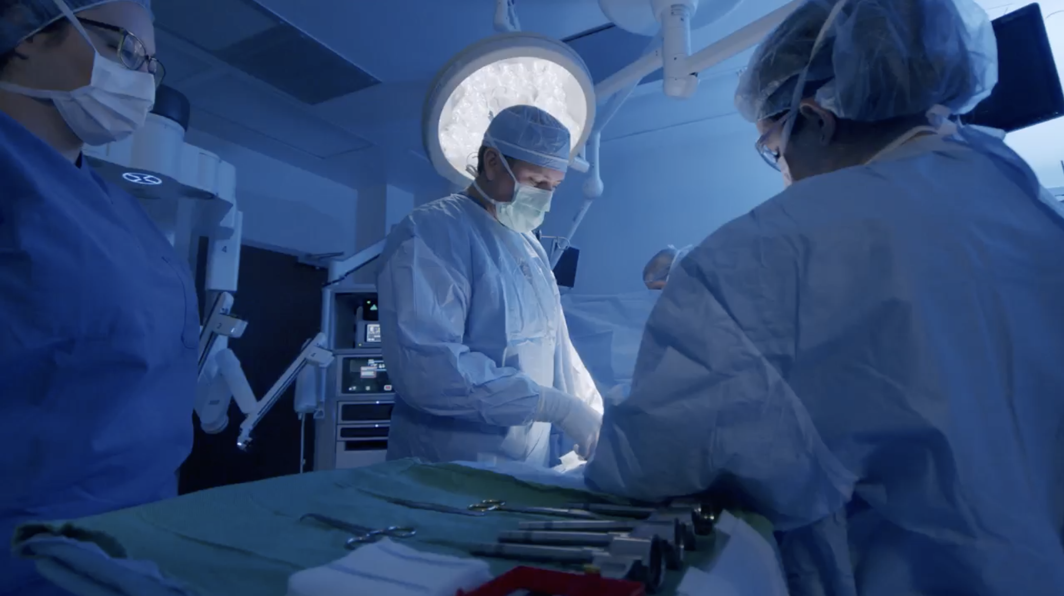 Medical team performing surgery in an operating room