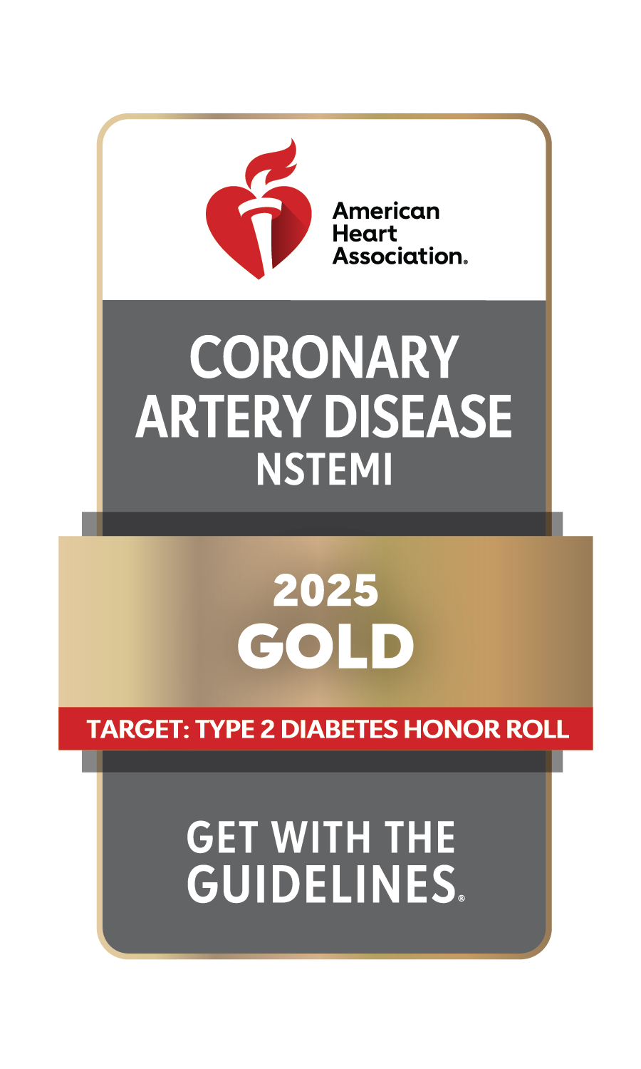 2025 Gold Coronary Artery Disease NSTEMI award badge